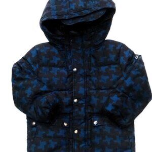 Burberry Kids Blue and Black Patterned Winter Puffer Jacket - size 2T